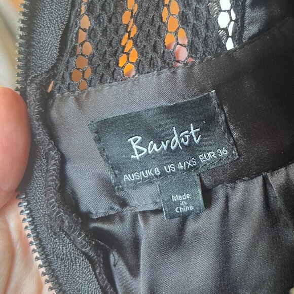 Midi Length Bardot Dress Black - Picture 5 of 5